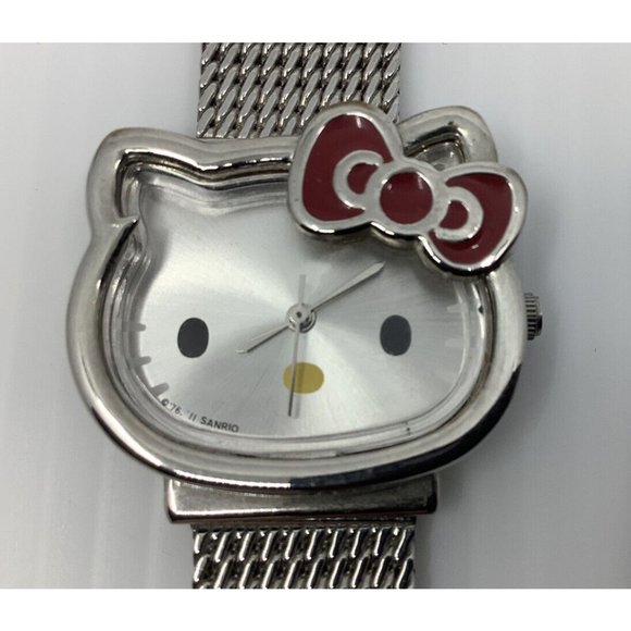 Sanrio Hello Kitty Watch 2011 Analog Stainless Steel Adjustable Band Red Bow - Picture 3 of 9